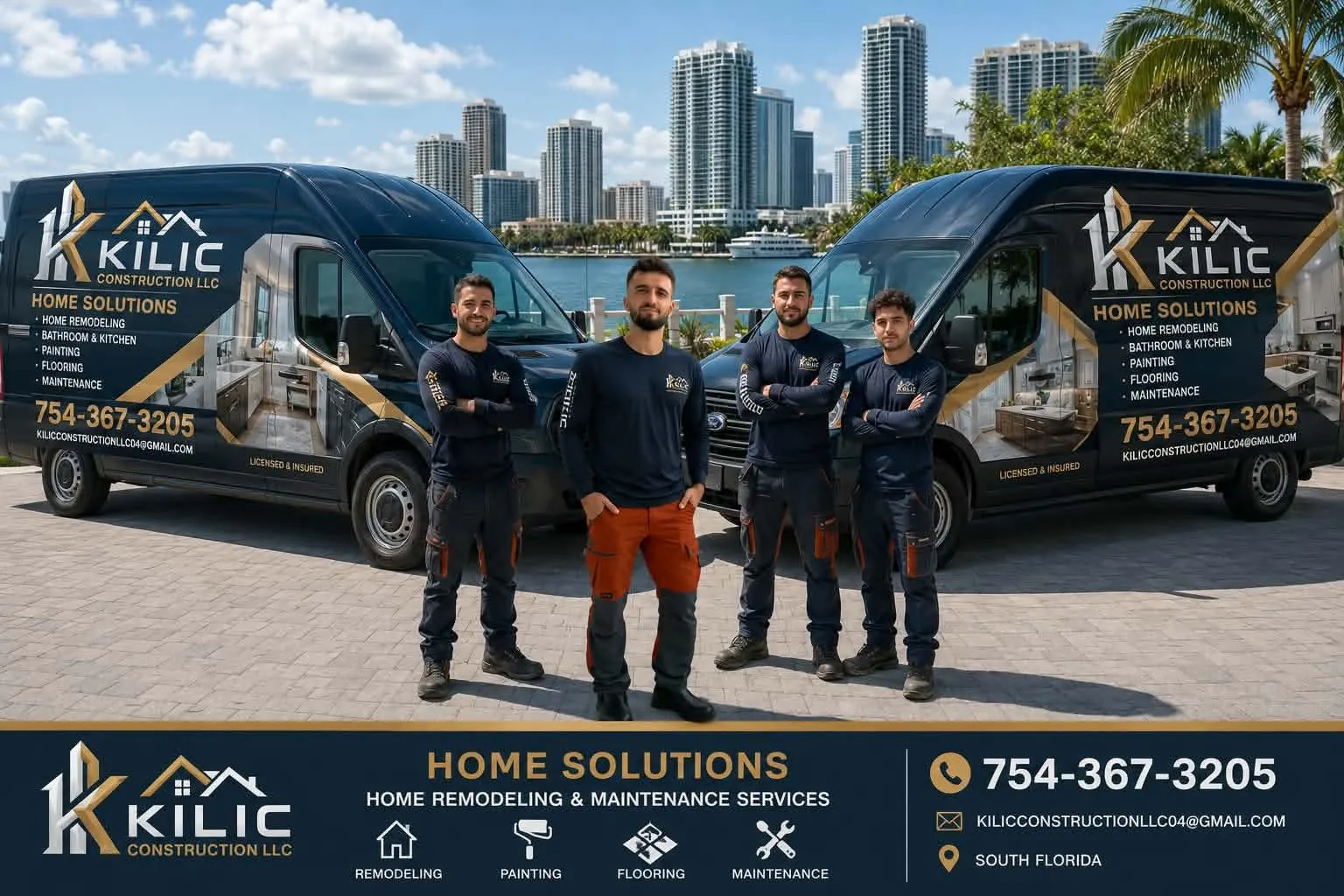 The Kilic Construction crew and vans