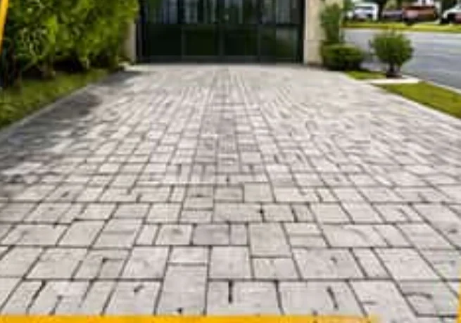 Paver driveway after pressure washing